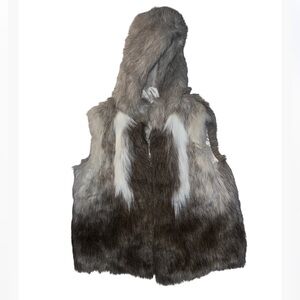 Faux fur vest with hood